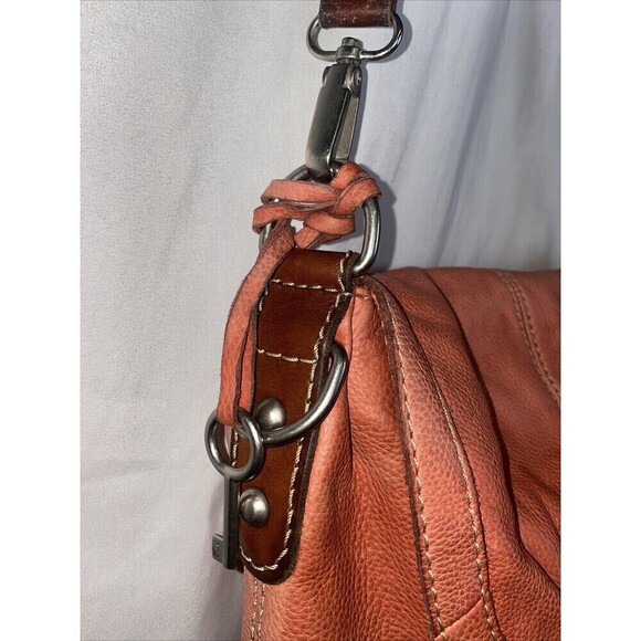 FOSSIL Key Per Crossbody Leather Orange Summer Handbag Boho Hobo Hippie - Picture 3 of 14